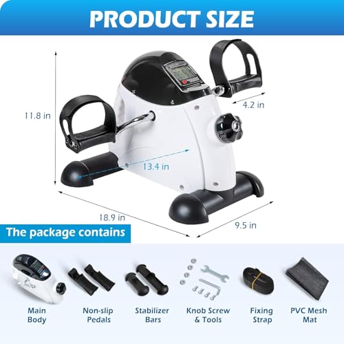 Image of TABEKE Under Desk Bike Pedal Exerciser - Mini Exercise Bike for Arm /Leg Exercise, Pedal Exerciser for Seniors with LCD Display 26514