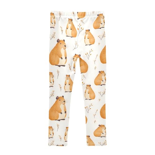 Capybara Grass Brown A Girls Leggings Athletic Pants Tights Stretch Bottom2