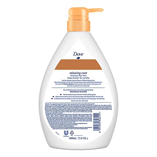 Image of Dove Relaxing Shea Butter Body Wash with Vanilla Pump Bottle 1L & Dove Gentle Exfoliating Nourishing Body Wash, Mild Cleanser Moisturizes Skin, Balances Ph, For All Skin Type, 800 ml