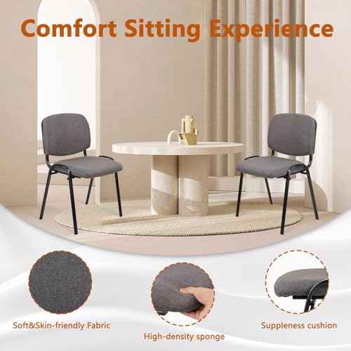 Image of CLATINA Stackable Waiting Room Chairs, Cloth Fabric Guest Reception Chair with Upholstered Thickene Seat and Back Support, Stacking Chair Metal Leg for Office School Church Conference, Gery, 10 Pack