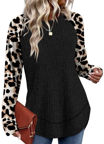 Image of WIHOLL Long Sleeve Shirts for Women Fall Sweaters Lightweight Trendy Tops