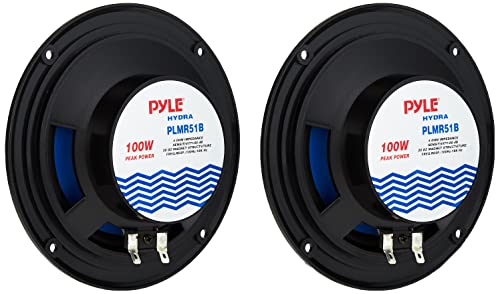 Image of 5.25 Inch Dual Marine Speakers 2 Way Waterproof and Weather Resistant Outdoor Audio Stereo Sound System 1 Pair PLMR51B (Black) & Marine Bluetooth Stereo Radio (Black)