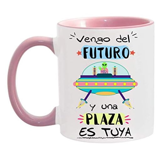 FUNNY CUP Taza Opositor. Vengo del Futuro y una Plaza es Tuya. Taza de oposiciones para Regalo al Estudiante. Taza Color (Rosa)