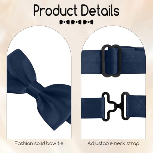 Image of Bow Ties for Men,Mens Bow Tie,Black Ties for Men,Black Tie Adjustable Solid Color Pre-tied for Boy Party Wedding