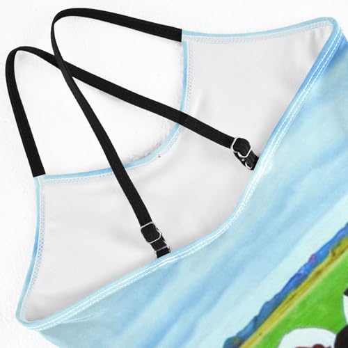CHIFIGNO Grassland Cows One Piece Swimsuit Kids, Spaghetti Straps, Cross Back Design, Ages 3T4