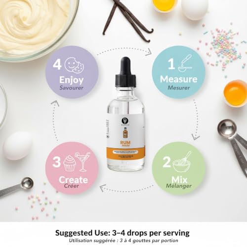 Image of Dolce Flav Natural Rum Extract - 2 Ounce Water-Soluble Kosher, Sugar-Free, Alcohol-Free Baking Flavor Concentrate for Cakes, Cocktails & Rum Raisin Desserts, Includes Measured Dropper