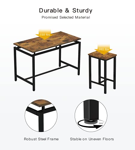 image for MIERES Dining Table Set for 4 - 5pcs Kitchen Counter with Bar Stools, 