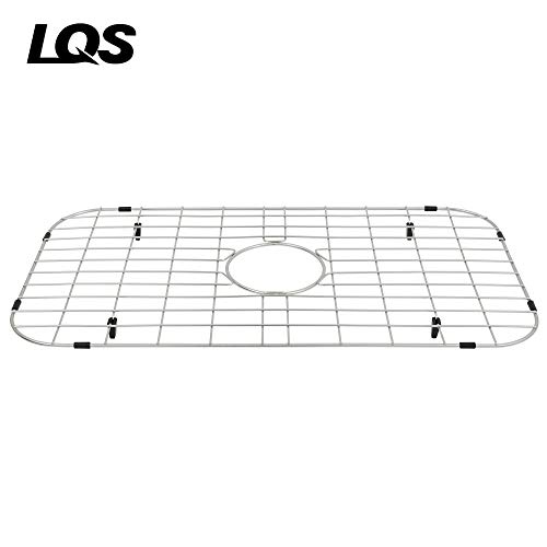 LQS Kitchen Sink Bottom Grid and Sink Protector, Sink Rack for Bottom of Grid 26" x 14" with Center Drain Hole for Handmade Single Bowl, Stainless Steel Sinks Grid, Kitchen Sinks Grate by LQS - Used condition - Image 5
