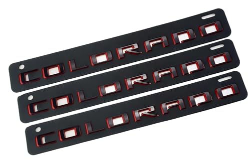 Image of Body Side Tailgate Truck Letter Emblems 3D Badge Nameplate 85594766 Fits for 2015-2022 Colorado V6 4pcs (Red Black)