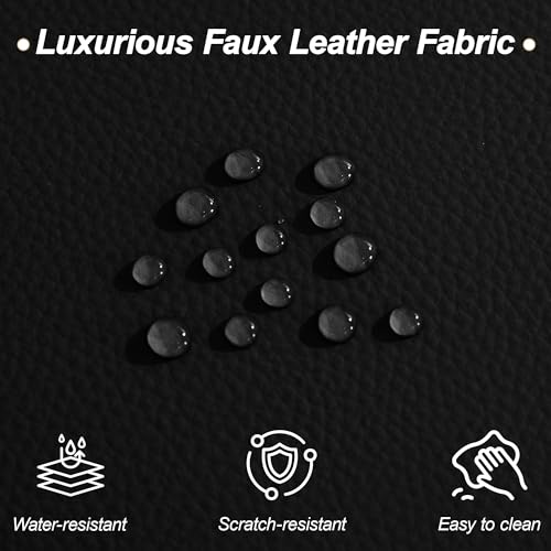 Image of 87 inch Faux Leather Cloud Couch Modern 3 Seater Sofa with Solid Wood Legs, 25 inch Extra Deep Seat, Comfy Thick Cushion Upholstered Sofa Couches with 3 Pillows for Living Room, Black