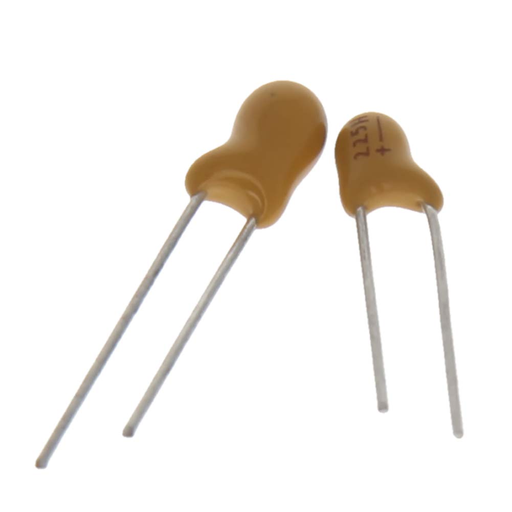 Fielect 2.2uF Tantalum Capacitor 50V Yellow Radial Electrolytic Capacitor Dipped Tantalum Bead Capacitors 10pcs