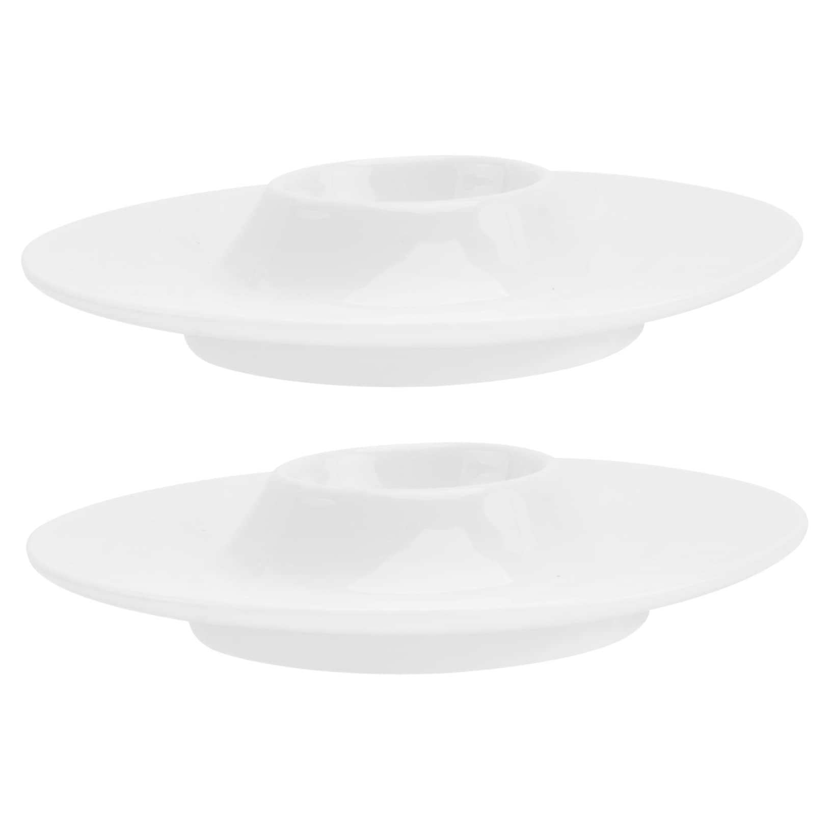 Garneck 2pcs Ceramic Egg Trays Breakfast Egg Holders Hotel Cups Easy Wash Stands White