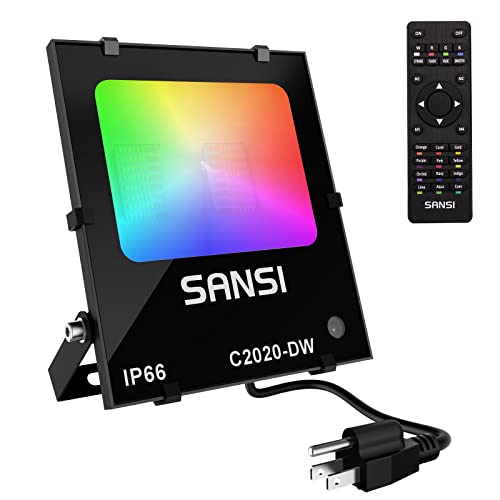 Sansi Led Flood Light 2000W Equivalent,Rgb Outdoor Indoor Color Changing Wall Lights For Halloween Christmas Decorations,100W Energy Saving,Dimmable Remote,For Party Stage Landscape Tree Yard House #TOP5