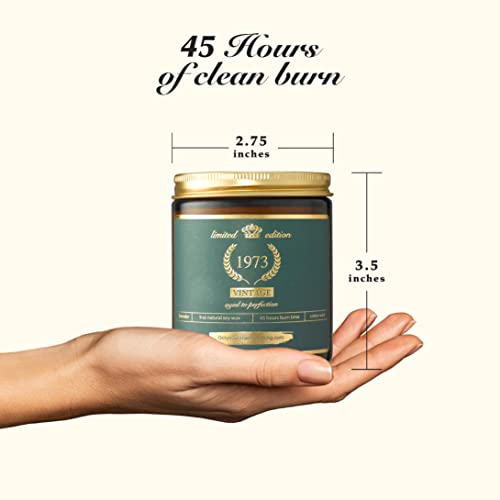 50Th Birthday Gift - Vintage 1973 Natural Soy Candle ; 50 Years Old Birthday Gifts For Women, 50Th Bday Party Decor - Turning 50 Birthday Presents Ideas For Aunt Uncle Boss Coworker Friends Mom Dad #TOP4