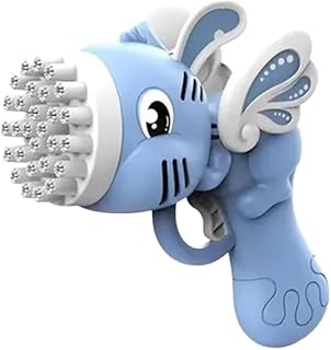 - 32 Holes Bazooka Bubble Gun - Bubble Blower for Kids Indoor Outdoor Party Halloween Easter New Year Christmas Gifts - Blue with Rabbit Holes