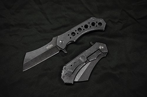 S-TEC 12-inch Rugged Chef Field Tactical Folding Cleaver (Stonewashed)