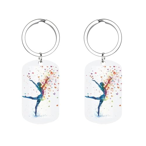Watercolor Gymnastics Tumbling Keychain Funny Keychain Metal Key Holder Novelty