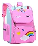Mochila Escolar Infantil Unicórnio Tamanho Grande Impermeável Cores Vibrantes para Meninas (Rosa)