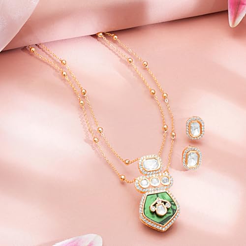 Image of Rubans Necklace Set Gold Plated Traditional Stylish Floral Theme Jewellery Gift for Women & Girls