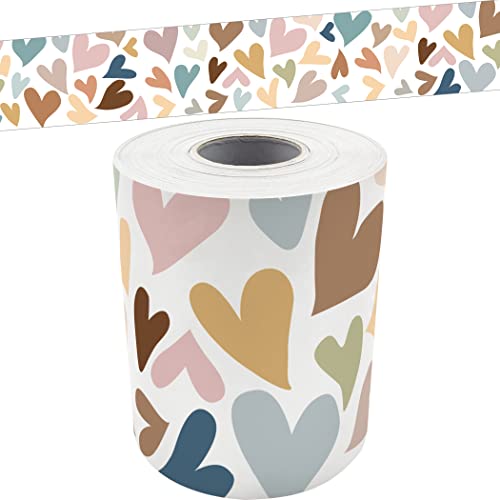 Teacher Created Resources Everyone is Welcome Hearts Straight Rolled Border Trim - 50ft - Decorate Bulletin Boards, Walls, Desks, Windows, Doors, Lockers, Schools, Classrooms, Homeschool & Offices - image 1