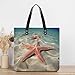 Ocean Starfish Leather Tote Bag Soft Handbag Vintage Shoulder Purses Fashion Top Handle Bag Large Capacity