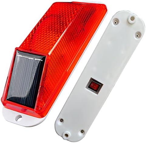 RISOON Solar Strobe Warning Light: Sensitive LED Warning Lamp Super Bright Waterproof IP65 Wireless Light Control Flashing Beacon Barricade Construction Safety Traffic Light for Driveways Dock (Red)