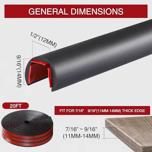 Joyfolk 20 ft Rubber Edge Trim 1/2 Inch Self-Adhesive Flexible U Channel Edge Protector for Sealing and Guarding Sharp Metal on Car Doors, Black by Joyfolk - Image 2