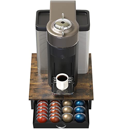 Image of Deco Brothers Vertuo Pod Holder Drawer, Fits 24 Large or 48 Small Capsules | Compatible with Nespresso Pods, Rustic Brown