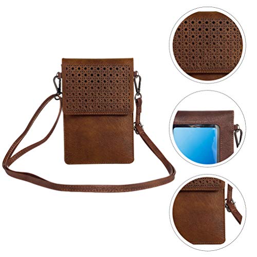 VILLCASE Bolsa de Telefone Celular Bolsa Pequena Carteira de Couro Bolsa Touch Screen Mini Bolsa Cro