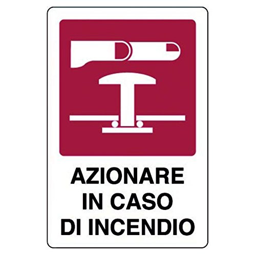Cartello in alluminio bianco Azionare in caso di