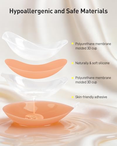 Image of Niidor Sticky Bra Adhesive Strapless Ultra Invisible Push up Silicone Bra Multiple Colors Sizes Reusable for Backless Dress