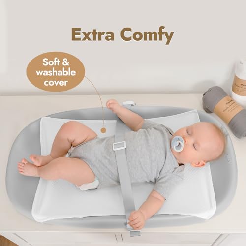 image for Papablic Baby Changing Pad, Wipeable Changing Pad with Removable Safet