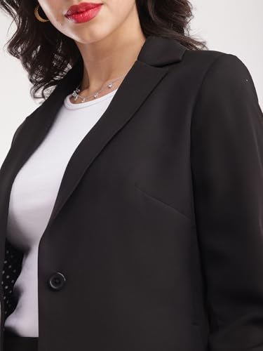 Image of FableStreet Women's Blazer | Tailored Fit Single-Breasted Design with Notch Lapel & Welt Pockets | Smooth Woven Texture for Work & Business Casual Wear