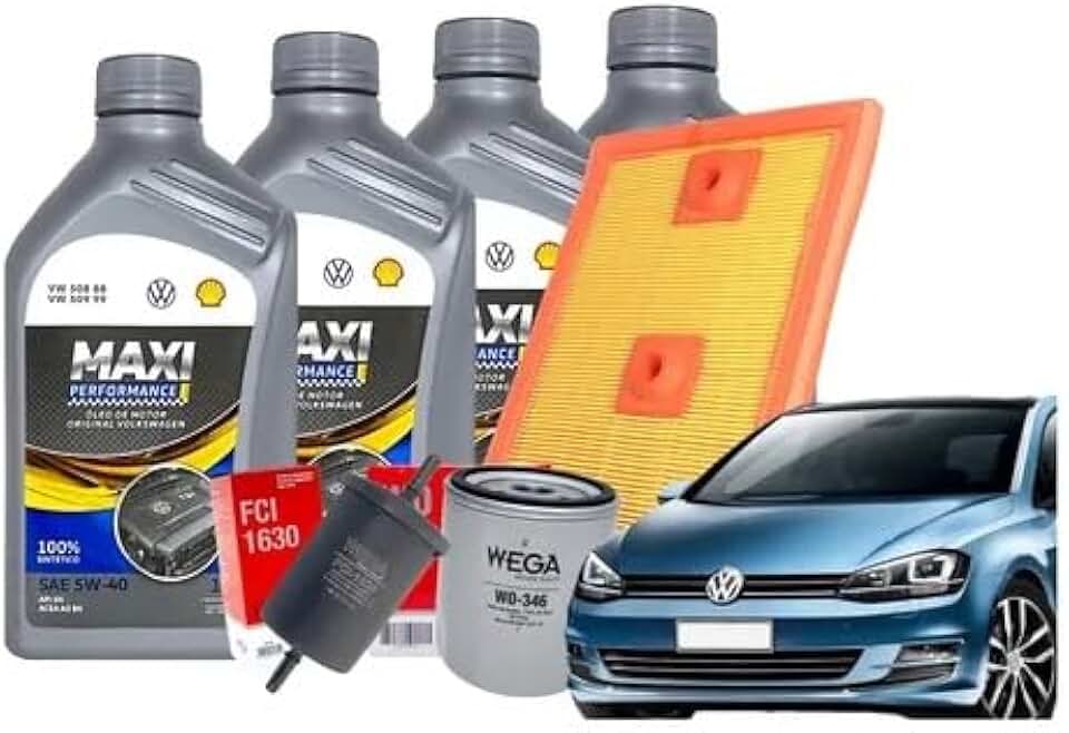 Kit Troca de Óleo 5W40 Maxi Performance 4 Litros + Filtros Ar Óleo Combustível Compatível com Novo Golf 1.4 TSI 2016 a 2019