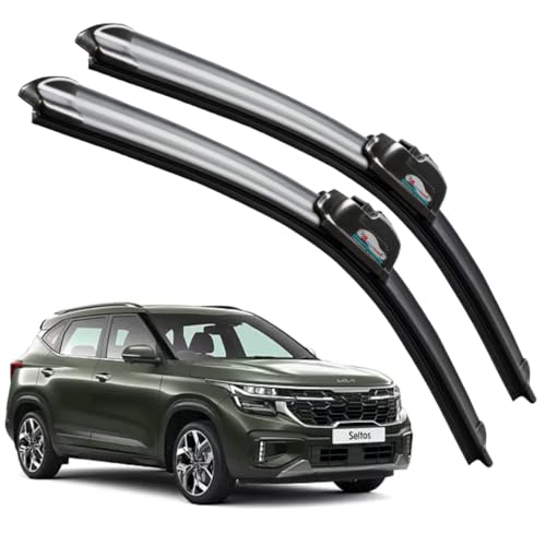 Image of Frameless Rubber Car Wiper Blades Set of 2 Compatible with (KIA Seltos (2019-Till Date) (D-24,P-18))