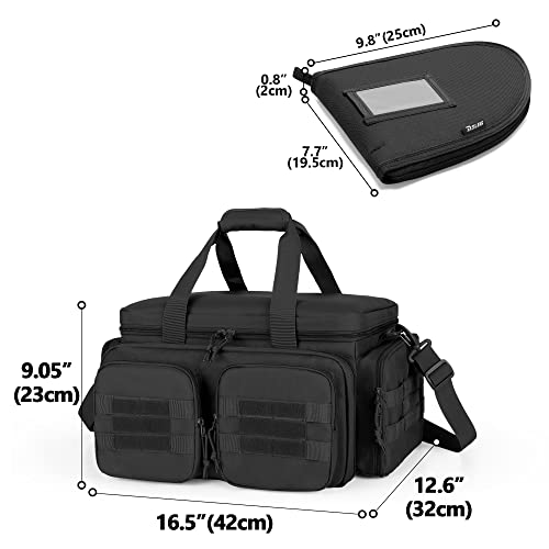 Dsleaf Tactical Pistol Range Bag And 2-Pack Pistol Case For 7 Handguns, Shooting Gun Range Duffle Bag With 9X Magazine Slots For Hunting And Range Outdoor Activities #TOP1