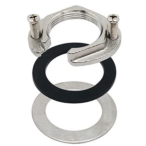 2sets 32mm(1-1/4inch) 304 Stainless Steel C-Type Faucet Lock Nut,Single Hole Faucet Lock Nuts,Faucet Fixing Tool Set for Kitchen Bathroom Basin Sink(Silver)