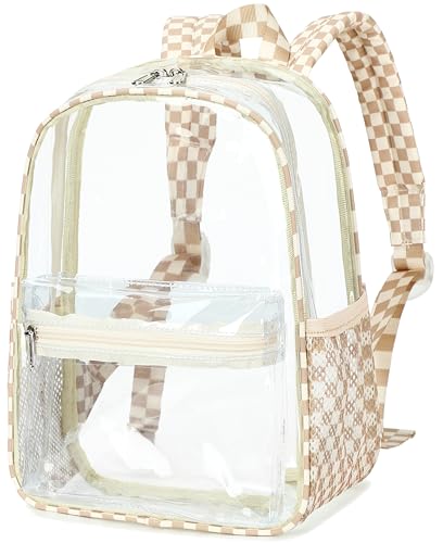 BTOOP Clear Mini Backpack for Stadium Events 12x12x6 Small Transparent Backpacks Plastic See Through Clear Bag for Concerts Work Festival Security Travel