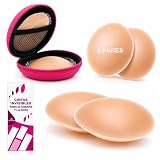FastRay Pezoneras Adhesivas Invisibles de 8 cm para Ropa Ajustada, Bordes Que No se Marcan, Reutilizables, Hipoalergénicas y Resistentes al Sudor y al Agua, con Estuche (Champán, 2 Pares)