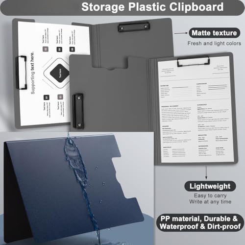 Image of A4 Clipboards File Folder | 360 Degree Flip Sturdy Writing Pad with Strong Metal Dual Clip | Multi-Functional Binder File Folder for School, Office, Artists & Professionals (2, Blue)