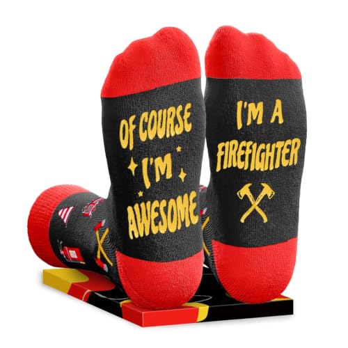 HAPPYPOP Firefighter Gifts for Men Women - Fire Fighter Firefighting Gifts, Fireman Socks...