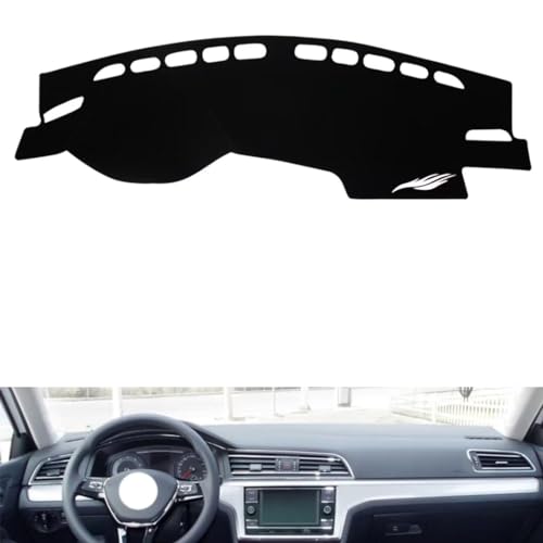 cuero cubierta salpicadero compatible con VW Lamando（no speakers）2014-2021，cubierta para salpicadero（black）