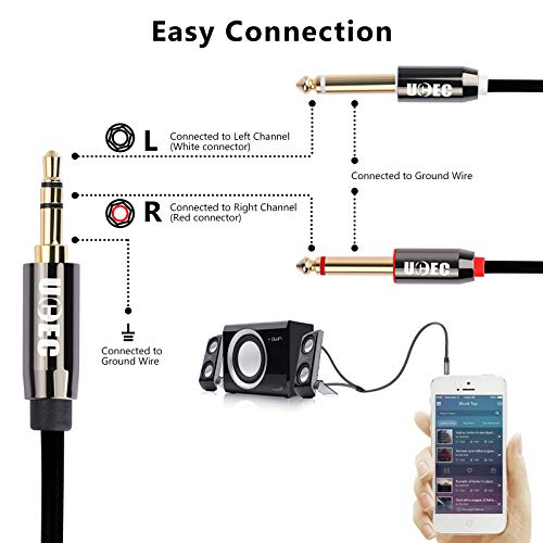 Ucec 10Ft/3M 3.5Mm 1/8" Trs To Dual 6.35Mm 1/4" Ts Mono Y-Cable Splitter Cord With Zinc Alloy Housing For Iphone, Ipod, Laptop, Cd Players, Power Amplifier, Multimedia Speakers, Home Stereo Systems #TOP2