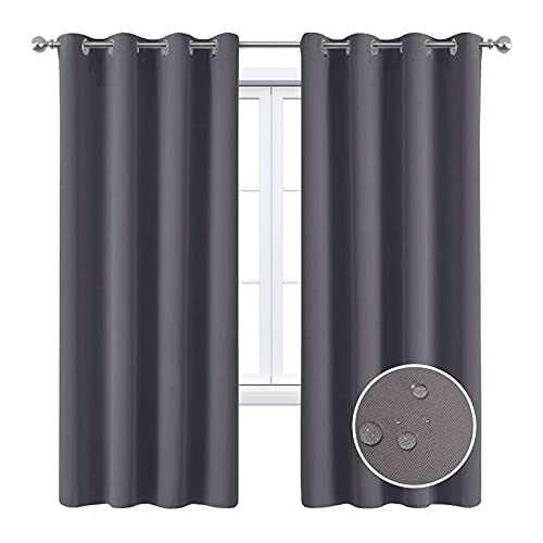 Outdoor Curtains Waterproof with Eyelets Blackout Privacy Screen Sun Protection Outdoor Curtains for Balcony Patio Porch Pergola Gazebo Cabin 2 Piece 132 x 213 cm (Grey)
