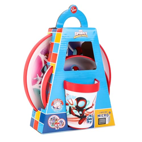 Spidey and His Amazing Friends 3pcs Reusable Bicolor Premium Kids Dinner Tableware Set Plate, Bowl & Tumbler, BPA Free