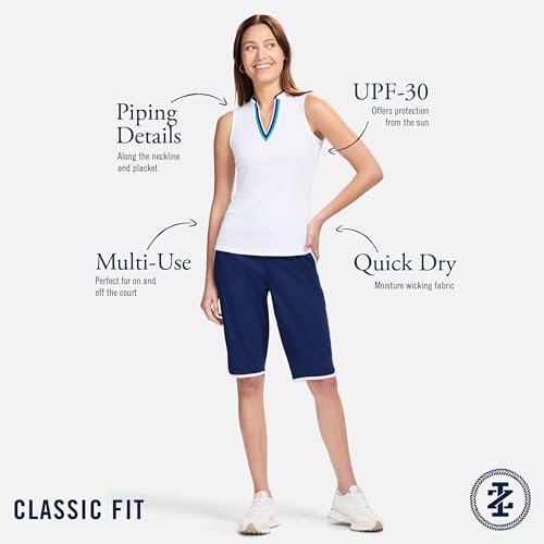 IZOD Women's Athletic Quick Dry V-Neck Sleeveless Polo Shirt4