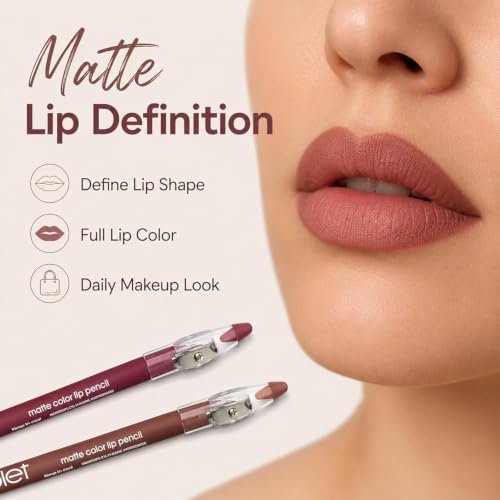 Image of Pack of 12 Lipstick Crayon Pencil Set | Matte Lip Crayon with Sharpener | Long Lasting Waterproof Lip Liner & Lipstick Combo | Multicolor Shades