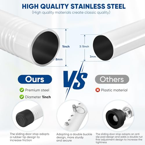 Sliding Door Security Bar, 17-55 Inch Adjustable Sliding Patio Door Lock Bar, 1inch Heavy Duty Window Security Bars with Rubber Tips, Sliding Glass Door Security Bar for Home Apartment - Image 5