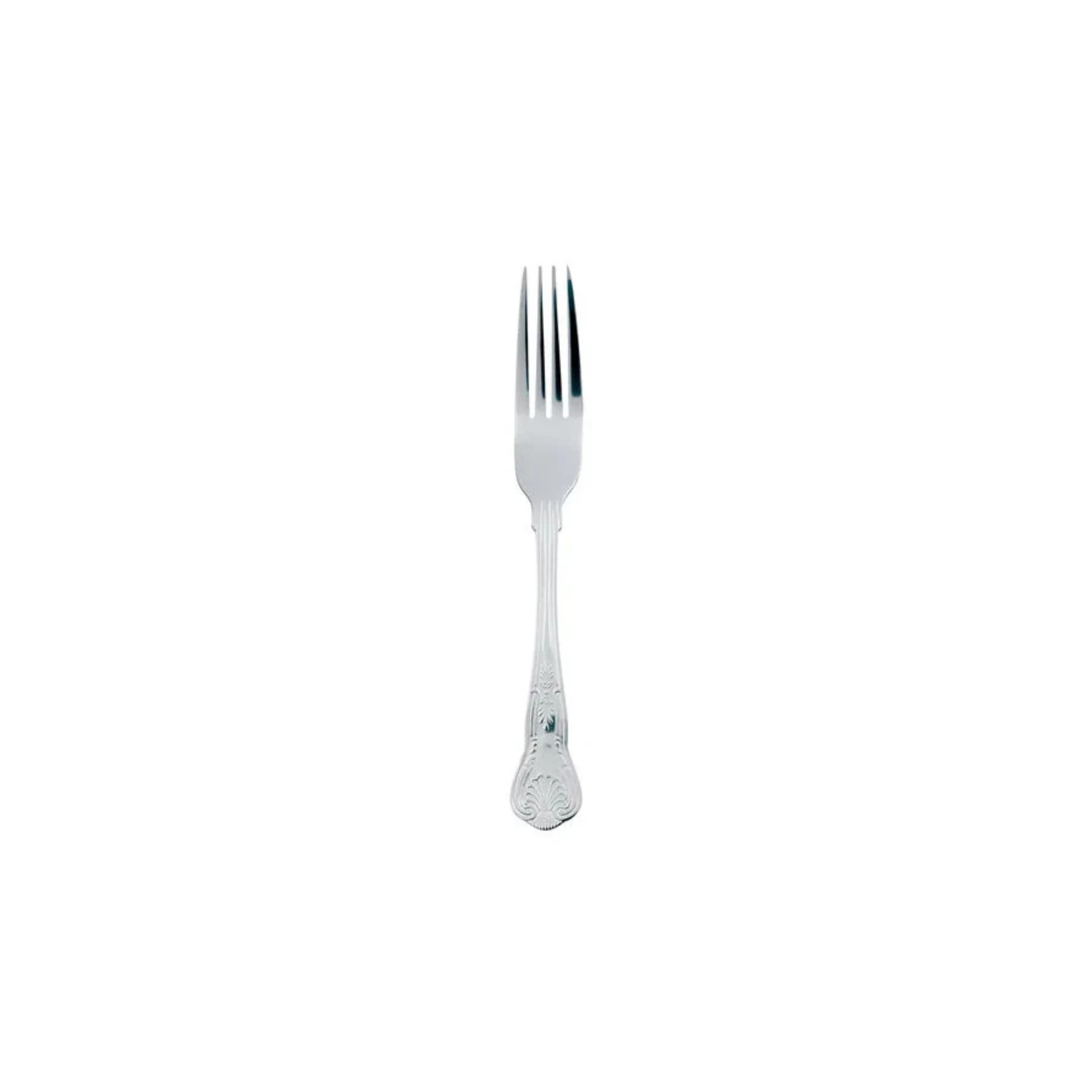 Kings Stainless Steel Cutlery - Pack of 12 - Parish Pattern Flatware, 18/0 Stainless Steel, Regal Embossed Handle Design, Durable Tableware for Home & Commercial Use - Kings Table Fork — image 1