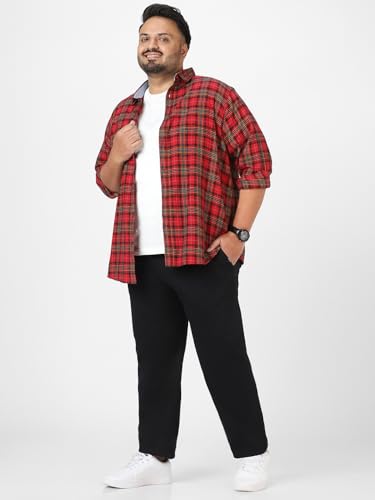 Image of Urbano Plus Men Mid Rise Cotton Regular Fit Casual Chino Pants Stretch